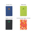 A collection of PU A6 notebooks in blue, green, and orange, featuring various printing techniques and designs.