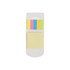 A pocket sticky note pad with a white base, featuring pastel sticky notes in pink, orange, green, and yellow.