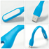 A flexible blue LED light with a USB connector, featuring a smooth surface and a curved design.