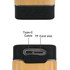 A bamboo Bluetooth wireless speaker with a black base, featuring buttons and ports for Type-C cable and TF card.