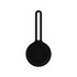 A black Air Tag protective case with a loop for attachment, designed for device safety.