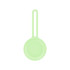 A light green Air Tag protective case with a circular design and a loop handle for easy attachment.