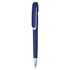 A blue plastic pen with a sleek design and a clip for easy attachment. Features a logo on the body.