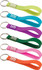 A collection of silicone sling keyrings in various bright colours, featuring a metal keyring attachment.