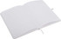 An open A5 notepad with lined pages, featuring a ribbon bookmark and a plain cover.
