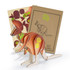 A wooden kangaroo model featuring brown tones and a box with colourful designs. It has a logo on the packaging.