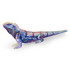 A colourful, wooden model of a tuatara lizard featuring intricate designs and a logo.