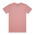 A plain pink T-shirt with a crew neckline and short sleeves, featuring a small logo on the label.