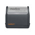 A dark grey stamp with an orange branding detail, featuring a clear top for imprint visibility.