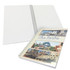 A4 soft cover wiro bound book with a multi-coloured cover and blank lined pages inside.