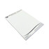 A notepad with a white cover, featuring a logo at the top and a sleek, minimalist design.