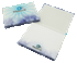 A notepad featuring a hard cover with a blue and white design, containing 50 blank leaves and a logo.