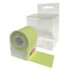 A green roll of notes in a clear printed dispenser, suitable for office use.