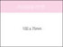 A notepad featuring a pink design, measuring 100 x 75 mm, with 100 leaves. Includes a logo.