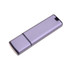 A silver and black flash drive with a sleek, modern design and a logo on the surface.