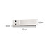 A metal clip flash drive in silver, featuring a sleek design with embedded storage dimensions.