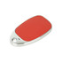 A red sliding epoxy doming flash drive with a silver casing and a hole for attachment.