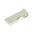 A silver alloy flash drive featuring a swivel mechanism and a small ring for attachment.