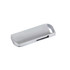 A silver metal swivel flash drive with a sleek design and a branding logo.