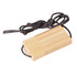 A wooden string flash drive in natural wood tone, featuring a cord for easy carrying. It has a simple, rustic design.