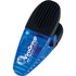 A blue and black magnetic memo holder/clip with branding on one side. Ideal for office use.