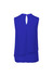 A sleeveless layered blouse in a vibrant blue colour, featuring a keyhole back and a flowing design.
