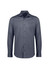 A tailored long sleeve shirt in a dark grey hue, featuring a button-up design and a brand logo.