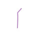 A reusable silicone straw in a light purple colour, with a flexible design. Features a logo.