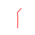 A reusable silicone straw in vibrant red, featuring a curved design. It has a simple branding logo.