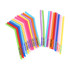 A collection of reusable silicone straws in various vibrant colours, arranged at different angles with branding.