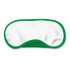 A full-color eye mask in a vibrant green and white design, featuring a smooth satin finish.