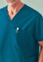 A unisex teal V-neck scrub top featuring a chest pocket, designed for comfort and functionality in medical settings.