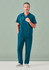 A man wearing teal unisex scrub pants and a matching scrub top, with a stethoscope around his neck.