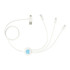 A white 5-in-1 charging cable with multiple connectors and a logo on the centre hub.