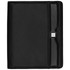 A black Nappa leather A4 zippered compendium featuring a side pocket and logo branding.