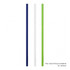 A collection of three straws in navy blue, white, and green, featuring a logo.