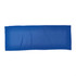 A cooling towel in a vibrant blue colour, featuring a smooth texture and a rectangular shape. The product includes a logo.
