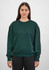 A dark green women's crew sweatshirt with a relaxed fit and long sleeves, featuring a plain design.