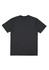 A plain black short sleeve men's t-shirt featuring a simple design and a logo on the back.
