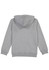 A grey Kids Basis Hoodie featuring a spacious hood and long sleeves, with ribbed cuffs and hem.