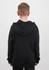 A black youth hoodie with a hood, featuring a simple design and no prominent logos or branding.