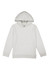 A white kids' hoodie featuring a front pocket and a drawstring hood. The hoodie includes a logo.