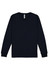 A long sleeve tee in navy blue with a round neckline and cuffs, featuring a logo at the neck.