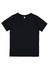 A black short sleeve tee with a standard crew neckline, featuring a logo on the label.