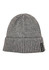 A grey unisex beanie with ribbed texture and a small logo on the side.