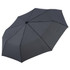 A compact umbrella in dark grey with a sleek design, featuring a central button for opening and closing.