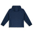 A navy blue soft shell jacket with a hood, featuring a logo. The jacket has a smooth, streamlined design.