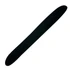 A black pen with a smooth, elongated design, featuring a simple logo on its body.