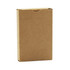 A brown cardboard box containing eco-friendly playing cards, featuring a simple design and a logo.