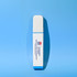 A highlighter in a light blue casing with a white body and a logo, designed for eco-friendly use.
